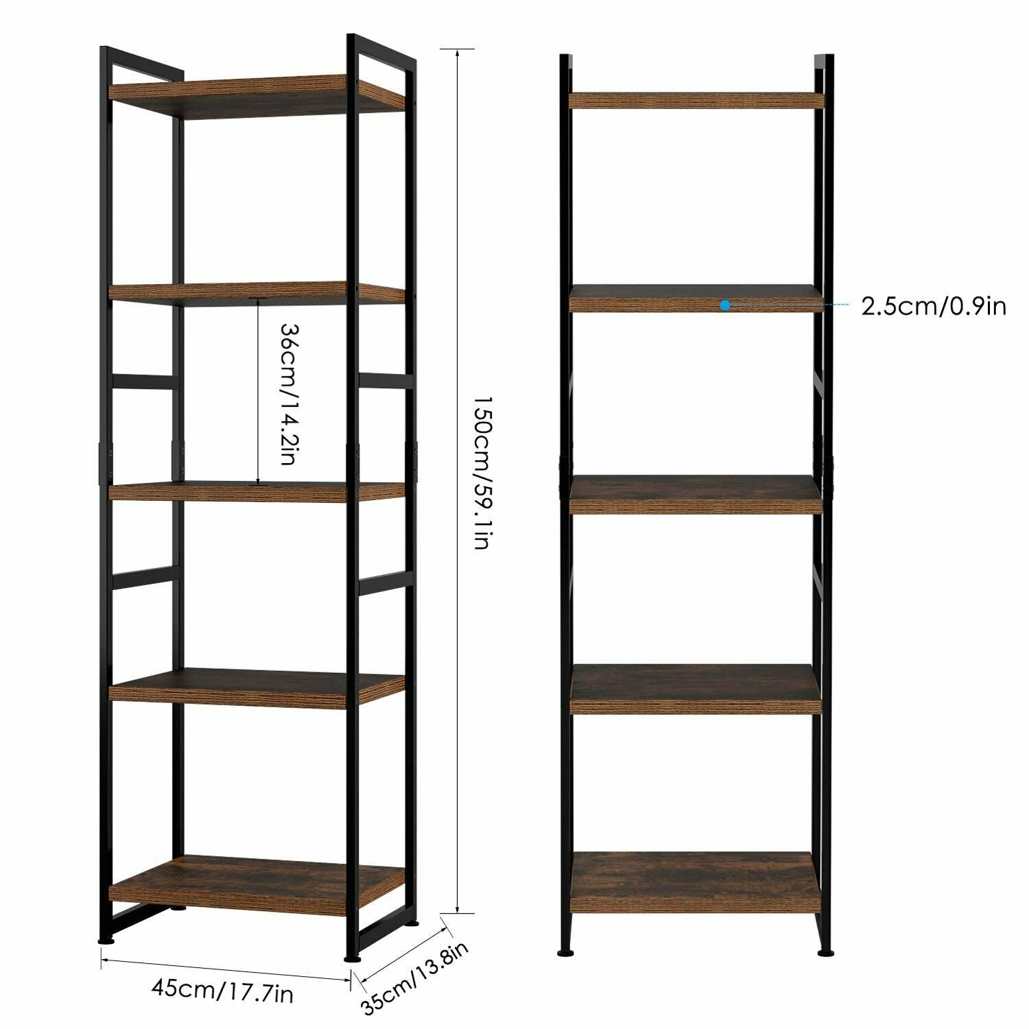 SkandiShop 5 Tier Vintage Shelving Unit